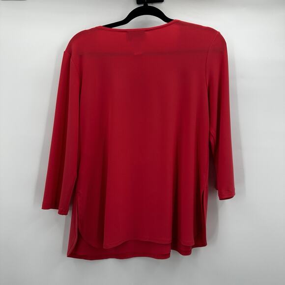 Joseph Ribkoff Top Shirt Womens 8 Pink Salmon Blouse Stretch Scuba Slinky - Picture 4 of 9